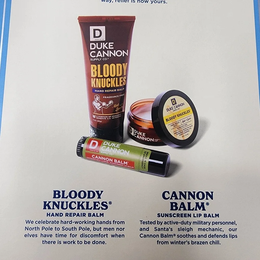 Duke Cannon Winter Rescue Kit Gift Box - Bloody Knuckles Blam Repair Lip Unscent
